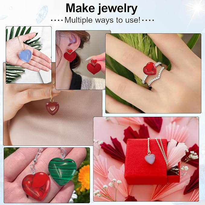 Rose Quartz Crystals,Virekm 20PCS Heart Healing Crystals Amethyst Heart Love Stones Set Palm Thumb Gemstones Chakra Reiki Balancing Gifts for Men Women (Colorful - 20 PCS)