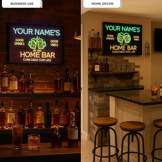 Personalized Beer O'Clock Neon Sign, Custom Wall Sign for Home Bar, Man Cave, Pub, Game Room, LED Beer Light Decor (Cocktail Bar)