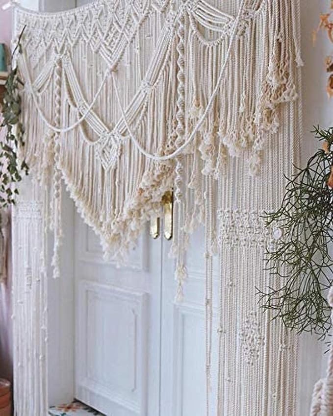 S.N.HANDICRAFTS Macrame Large Curtain Bohemian Boho Decoration Backdrop Wedding Wall Hanging (75X85)