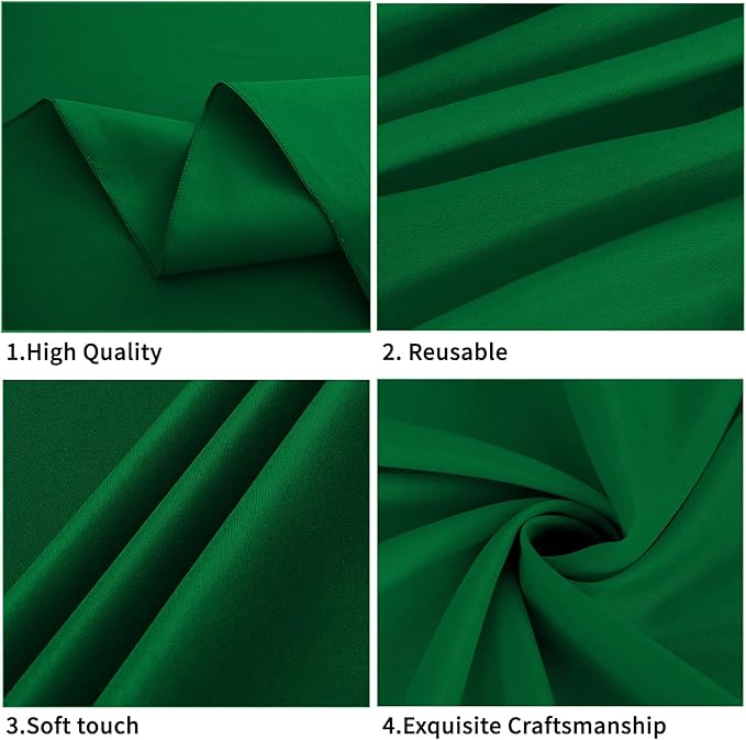 Hunter Green 6 Pack Polyester Table Cloth 60 x 102 Inch, Rectangle Tablecloths for 6 Foot Tables Washable Table Cloth for Party Wedding