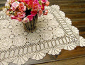 Cotton Handmade Crochet lace Table Runners Rectangular Tablecloth Doilies Doily Table Dresser Scarf Décor,19x31Inch,Beige