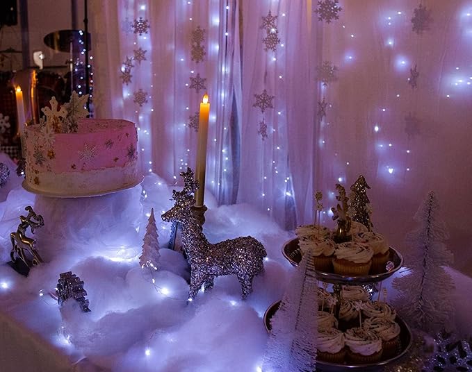 300LED Fairy Curtain Lights, 9.8x9.8Ft Warm White USB Plug in 8 Modes & Timer Christmas String Hanging Lights with Remote for Bedroom Indoor Outdoor Weddings Party Wall Decorations(White)