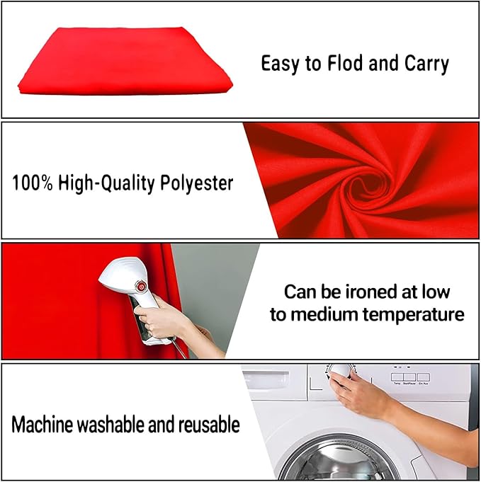 6x9FT Solid Red Screen Backdrop Background for Photography, Photo Backdrop Photoshoot Props
