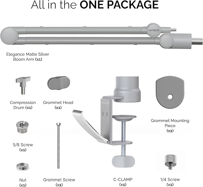 IXTECH Microphone Boom Arm with Desk Mount, 360° Rotatable, Adjustable and Foldable Scissor Mounting for Podcast, Video Gaming, Radio and Studio Audio, Sturdy and Universal.
