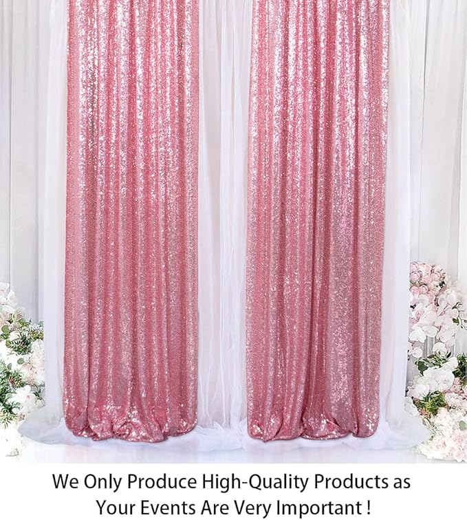 ShiDianYi Sequin Curtain Backdrop 2 Panels 4FTx6FT Fuchsia Pink Backdrop Curtain Photo Booth Backdrop 48inx72in -190425E