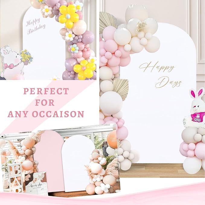 SoarDream White Spandex Arch Cover 6FT Wedding Arch Backdrop Cover Stretchy Backdrop Chiara Wall Arch Stand Cover for Wedding Birthday Balloon Decorations- Ideal for Balloon Arches