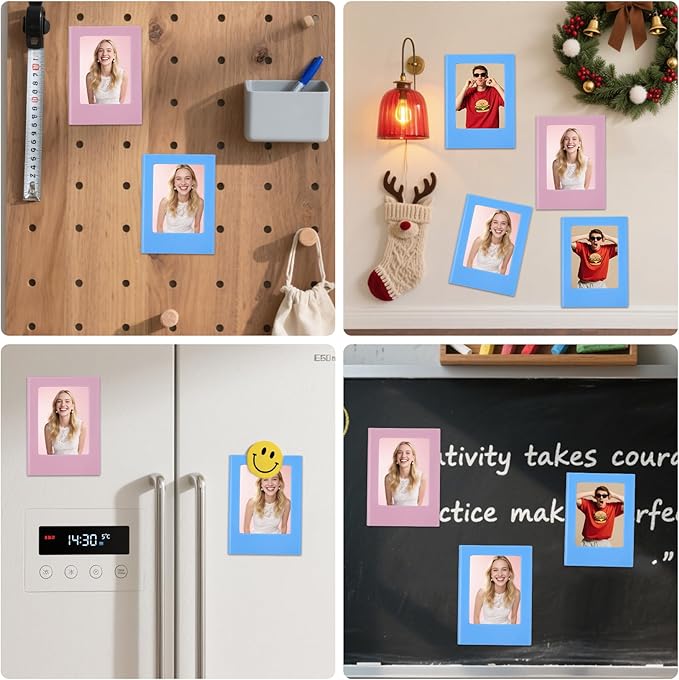 12 Packs Magnetic Picture Frame, Mini Picture Magnets 2x3 Picture Frame for Refrigerator,Wallet Size Magnetic Photo Frames,Magnetic Photo Frames for Refrigerator,School,Office(12 Colors)