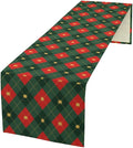 Christmas Table Runner,Green Red Xmas Plaid Table Cloth Kitchen Dining Table Decoration for Home Party Decor 13x70 Inch