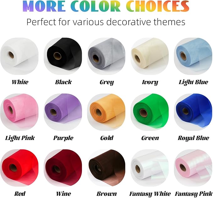 Crystal Organza Fabric Tulle 11 Inch by 50 Yards Sheer Tulle Rolls for DIY Craft Wedding Party Baby Shower Decor Gift Wrapping Party Supplies (Grey)