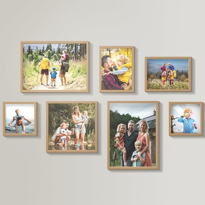 Mixtiles Official - Custom Photo Tiles - Personalized Printed Photos - Magnetic Wall Frames - Adhesive Sticker, No Nails - Various Sizes and Frames - wild-visual-7-Tile - Oak Frame