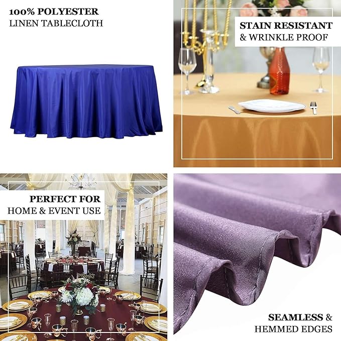 Efavormart Round Tablecloth, 132 Inch Stain & Wrinkle Resistant Washable Table Cloth, Decorative Polyester Fabric Table Cover for Banquet, Wedding, Dining- Navy Blue