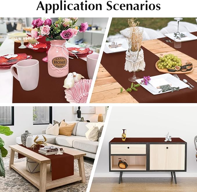 2 Pack Chocolate Table Runner 12 x 60 Inch Solid Color Farmhouse Runners Coffee Table Dresser for Daily Party Home Decoration