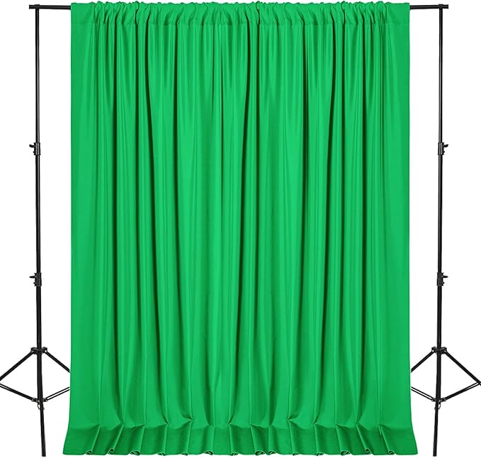 DWCN 10x8 FT Green Backdrop Curtains for Parties, Photography Backdrop Drapes with Rod Pockets for Wedding Decorations Stage Birthday Family Gatherings, 2 Panels 5ft x 8ft