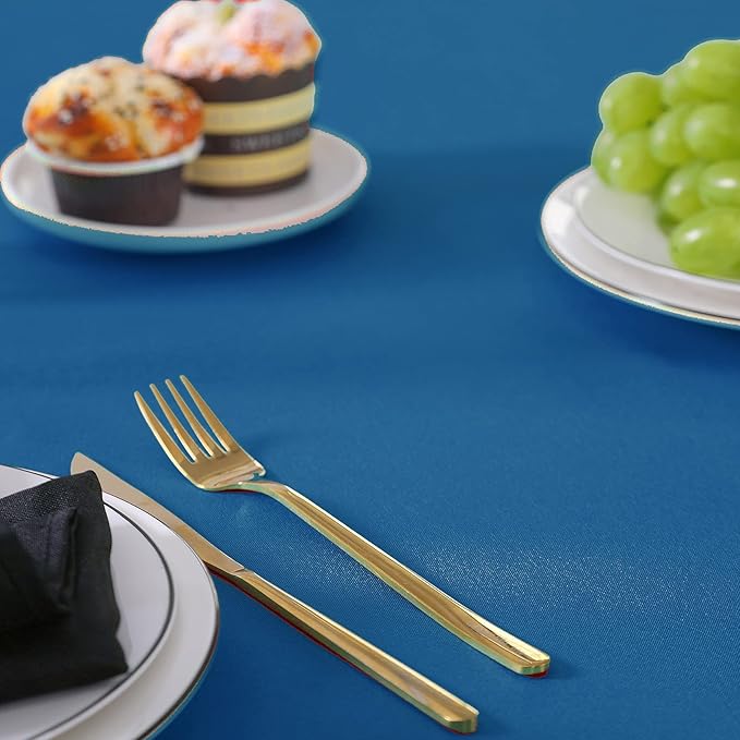 Rectangle Tablecloth 90x156 inch Washable Polyester Fabric Table Cloth for Wedding Party Dining Banquet Decoration（90x156, Mediterranean Blue）