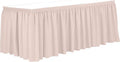 Ultimate Textile Pleat Polyester Fabric Table Skirt - Machine Washable Flame Resistant with Clips for Events, Weddings & Trade Shows, Cut & Sewn in Paterson, NJ - Ice Peach, 17' Shirred Pleat