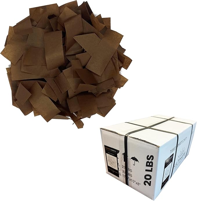 Ultimate Confetti, Brown Biodegradable Confetti - Rectangular Flame-Resistant Tissue Paper Confetti for Cannon and Launcher use – Best for Gender Reveal, Parties, and Concerts - 20 lb, 320 oz