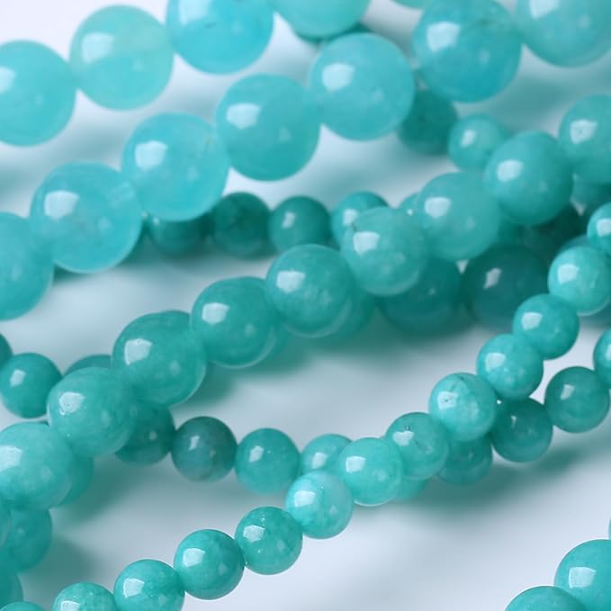 Blue Jade Stone Beads Gemstone Round Crystal Energy Jade Beads Stone Beads for Jewelry Making DIY Bracelet Necklace Jewelry Making 1 Strand 15.5inch 31PCS 12MM