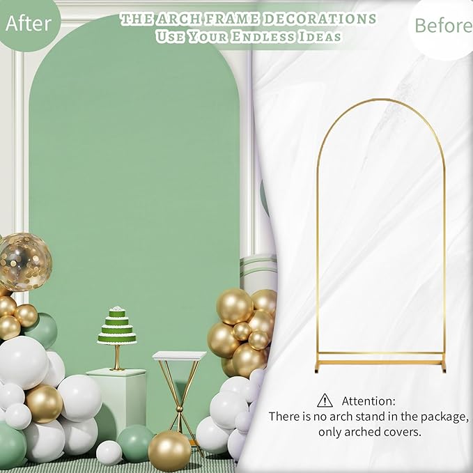 SoarDream Sage Green Wedding Arch Backdrop Cover 6.6FT Spandex Fitted Sage Green Wedding Arch Covers Round Top Chiara Arches Backdrop Cover Fabric for Birthday Balloon Party Decoration