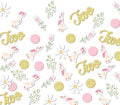 220PCS Two Silly Goose Birthday Decorations for Girl, Goose Dot Leaves Flower 2nd Birthday Confetti for Pink and Gold 2 Year Old Bday Decor