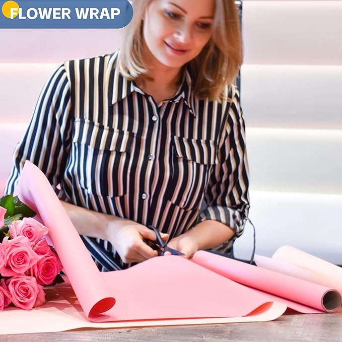 Pink Wrapping Paper 15"x450", Light Pink Bulletin Board Construction Craft Poster Color Art Coloring Decorative Paper Roll, Mother's Day Birthday Bouquet Flower Valentines Gift Wrap, Floral Supplies