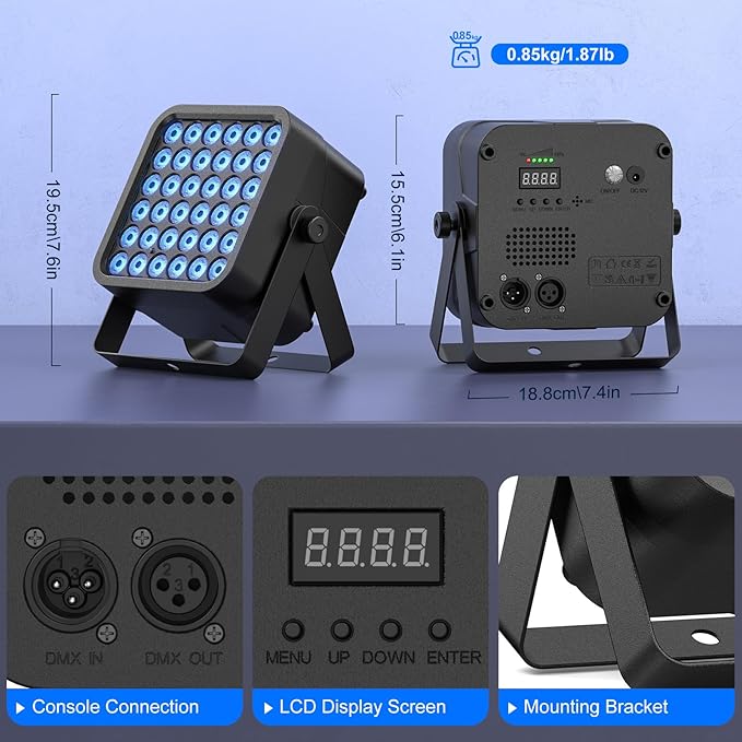Rechargeable Par Can Lights, 72W RGB 5200mAh Uplights Battery Powered Stage Light, Wireless DJ Lights Sound Activated with Remote & DMX Control for Festivals, Weddings, Bars, Churches, DJ (10 Packs)