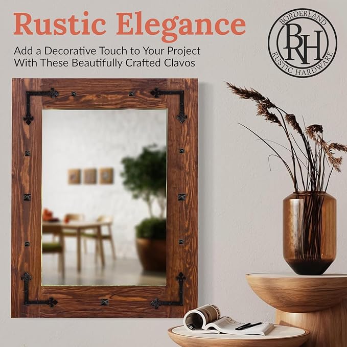 10 Pack 2" Square Head Iron Clavos Decorative Nails – Sealed Rusted – Handmade Rustic Square Fasteners for Farmhouse Shutters, Faux Wood, Barn Doors, Shutters, and Gates – Ornamental Wood Accent