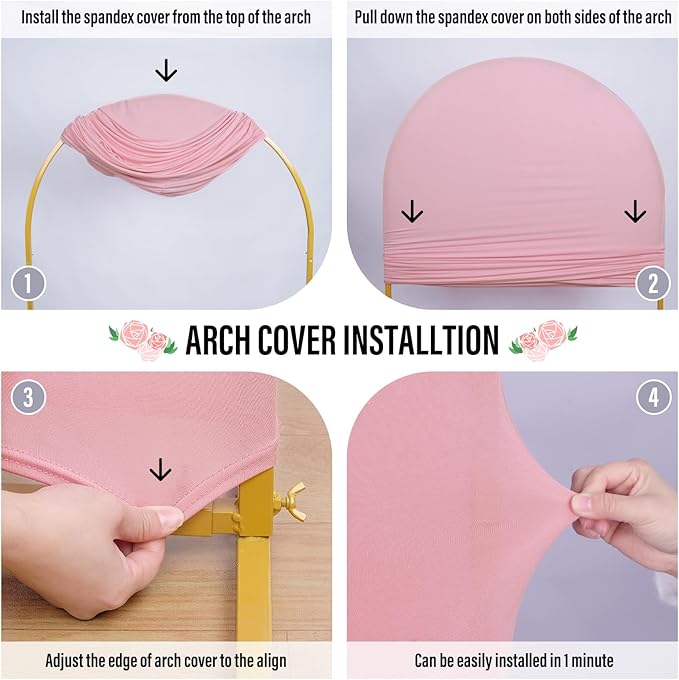 LEBENGURU Upgraded 6FT Wedding Arch Cover, Dusty Pink Spandex Fitted Arch Backdrop Cover, Round Top Chiara Stand Covers for Birthday Party Baby Shower Banquet Balloon Décor