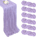 6 Pack Lilac Purple Table Runner 10ft Boho Gauze Fabric Cheesecloth Table Runner 35 x 120 Inch Rustic Sheer Runner for Romantic Wedding Decor Baby Shower Party Table Centerpiece Decoration