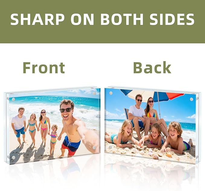 Magnetic Acrylic Picture Frame 4x6 (3-Pack) – Clear Lucite Double-Sided Frameless Photo Display 20mm Thick, UV Resistant with Strong Magnets for Home, Office, and Gift