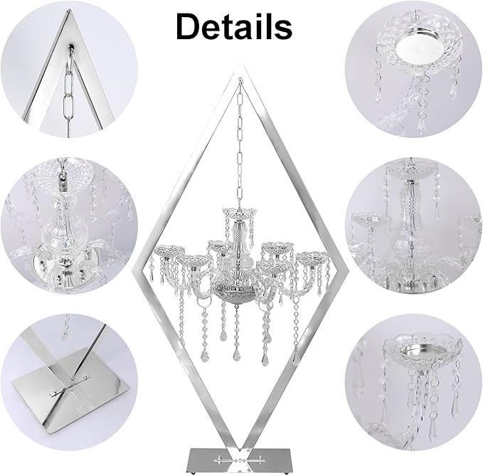 European Wedding Romantic Candlestick 45 "Table top Candlestick Metal Candlestick Table for Wedding Party Activities in The Center of The Room (Silver, 4PCS)