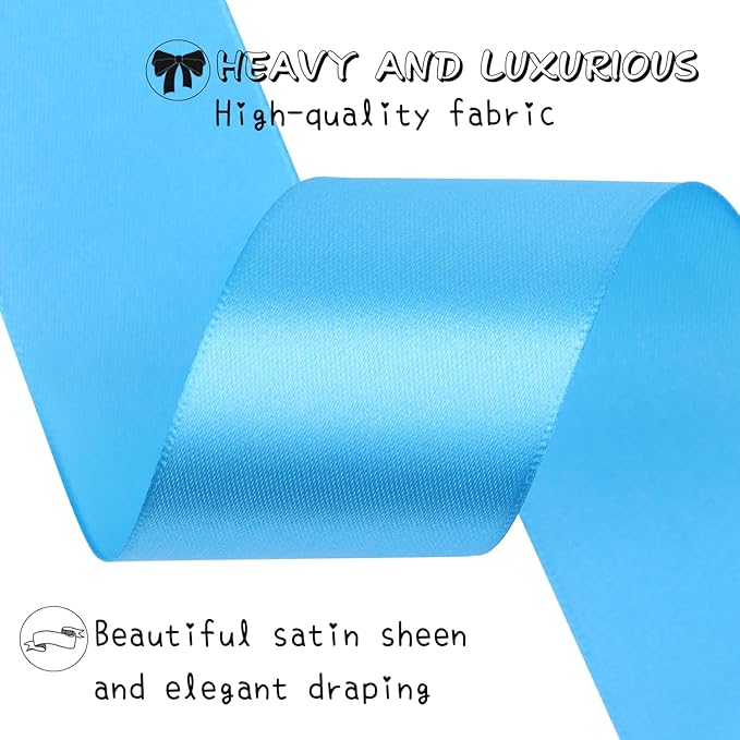 Light Blue Solid Satin Ribbon 1-1/2 Inch 25 Yards Solid Polyester Fabric Ribbon for Gift Wrapping Wedding Christmas Baby Shower Birthday Party Decoration Handmade Immortal Flower Craft