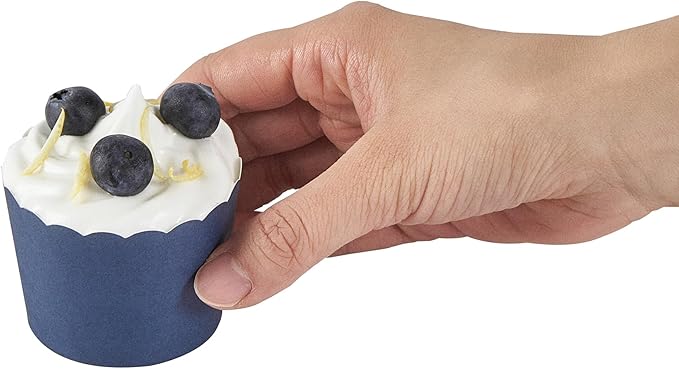 Panificio 3 Ounce Cupcake Wrappers, 200 Scalloped Baking Cups - Oven-Ready, Greaseproof, Midnight Blue Paper Cupcake Liners, Disposable, For Birthdays, Baby Showers, Or Weddings - Restaurantware