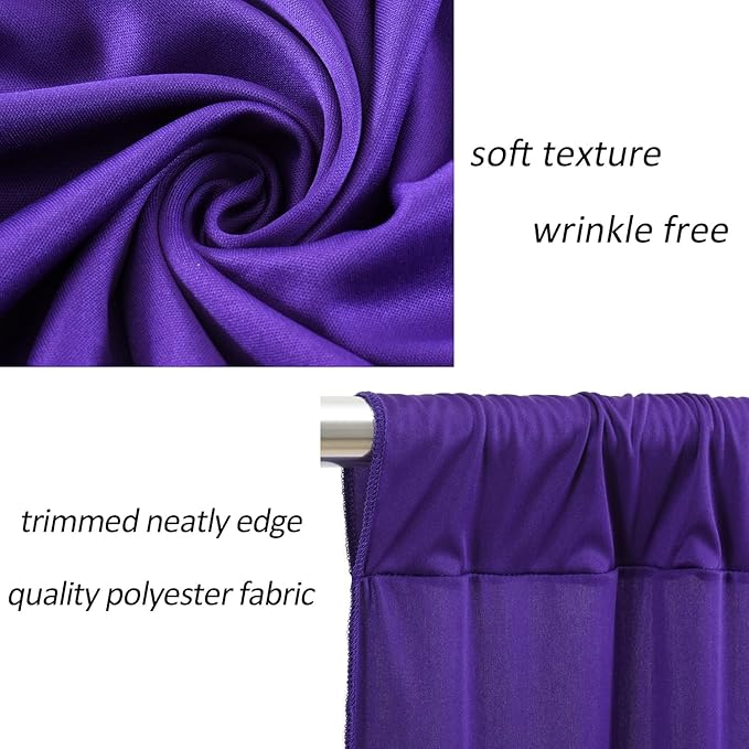 AK TRADING CO. 10 feet x 10 feet Purple IFR Polyester Backdrop Drapes Curtains Panels with Rod Pockets - Wedding Ceremony Party Home Window Decorations