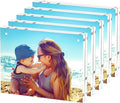 HELPLEX 5 Pack 8x10 Acrylic Picture Frames, 20mm Thicker Frameless Clear Frame, Double Sided Magnetic Frame, Free Standing Desktop Display Stand, UV Protection, Modern Style, 8x10 Size