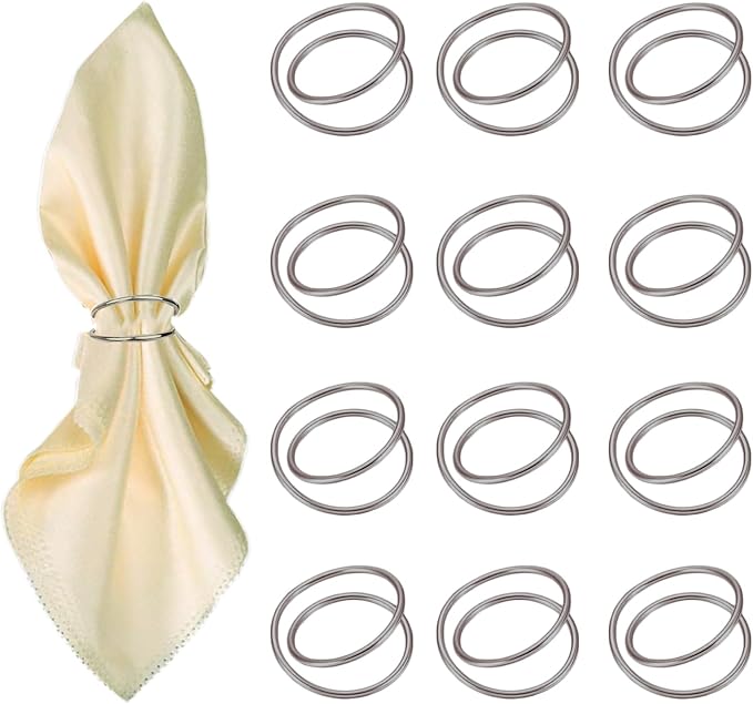 Silver Napkin Rings-12 PCS Metal Spiral Napkin Rings(Spiral) Napkin Holders Buckles for Family Dinner, Wedding, Party,Table Decorations