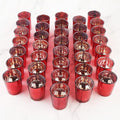 Red Mercury Glass Tea Light Holders Set of 36 - Elegant Votive Candle Holders for Weddings, Showers and Home Decor - Perfect for Table Centerpieces and Parties (Glass, Red)