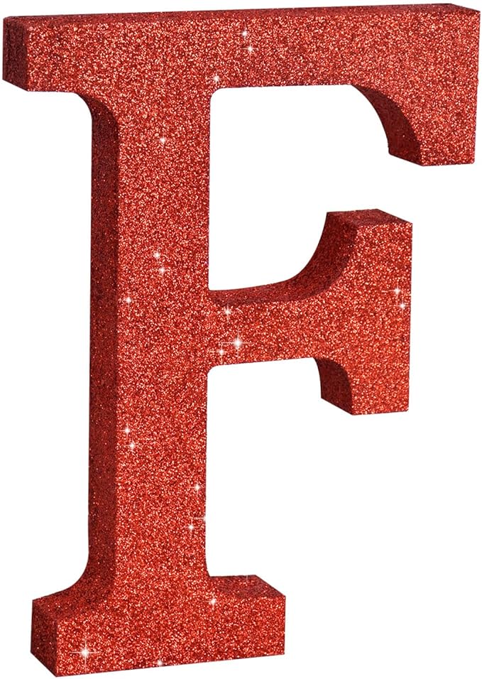 TONIFUL 8 Inch Red Glitter Letter F Table Centerpiece A-Z Red Birthday Party Decorations,Red Alphabet F for Birthday,Chrismas,Graduation,Bridal Shower,Wedding,Anniversary Party Supplies