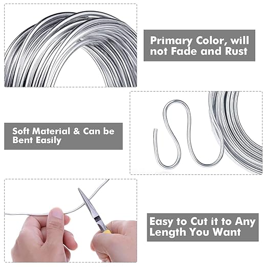 Aluminum Wire, Anezus 9 Gauge 12 Gauge 18 Gauge Bendable Metal Wire Armature Aluminum Craft Wire for Wreath Making Beading Floral (Silver, 3 mm Thickness)