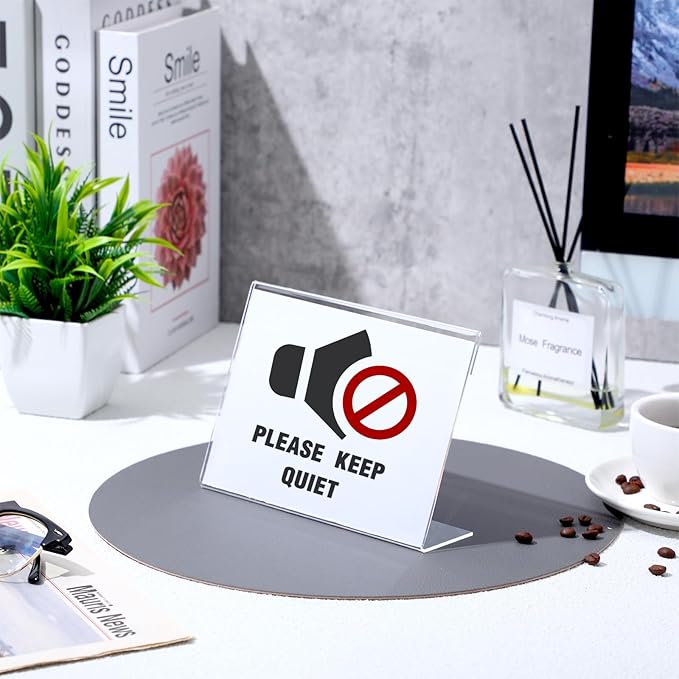 Vicenpal 24 Pcs 7x5 Inch Clear Acrylic Sign Holder Plastic L-shape Vertical Menu Stand, Picture Photo Frames, Table Paper Holder, Flyer Sign Display Stand for Restaurants, Store, Office, Wedding