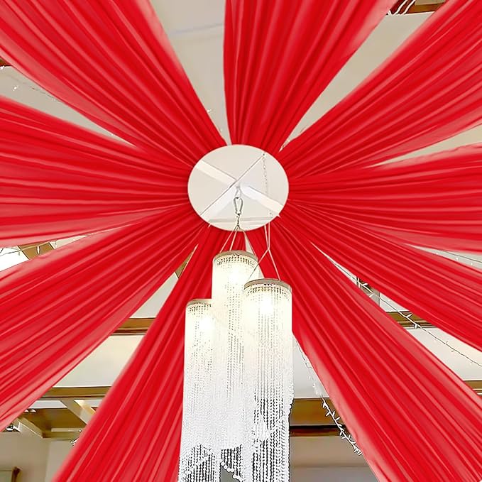 DUOBAO Chiffon Ceiling Drapes 20ft Red Wedding Backdrops Sheer Backdrop Curtains for Reception Wedding Ceremony Dark Red Sheer Arch Drapes Fabric Event Party Supplies 6 Panels 5×20ft