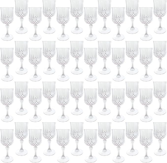 Plastic Wine Glasses，Plastic Goblets Vintage Style Cordial Drinking Glasses for Wedding Reception, Grand Event Party Supplies (100, transparent)