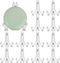 12 Pack 6 Inch Clear Plastic Easels or Stand/Plate Holders to Display Pictures or Other Items at Weddings, Plate Stands for Home Decoration, Birthdays, Tables