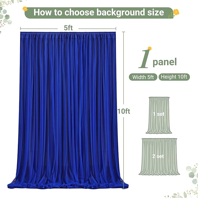 Royal Blue Tulle Backdrop Curtain for Parties Wedding,5ft x 10ft Wrinkle Free Curtain Backdrop,2 Layer Drapes for Backdrop,Polyester Wedding Back Drop for Bridal Shower Birthday Baby Shower