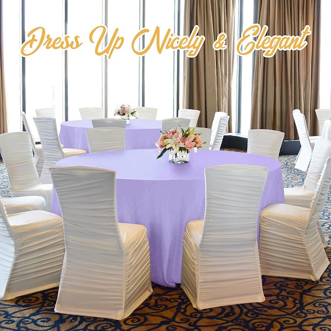 BRILLMAX 4 Pack Lavender Round Tablecloths 120 Inch - Circle Bulk Linen Polyester Fabric Washable Table Cloth Cover for Wedding Reception Banquet Birthday Party Buffet Restaurant