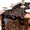Joanlody 3pcs Black Embroidery Daisy Fall Thanksgiving Table Runner 10ft Florals Seasonal Tulle Table Runner Holiday Kitchen Dining Table Decoration for Home Party Indoor
