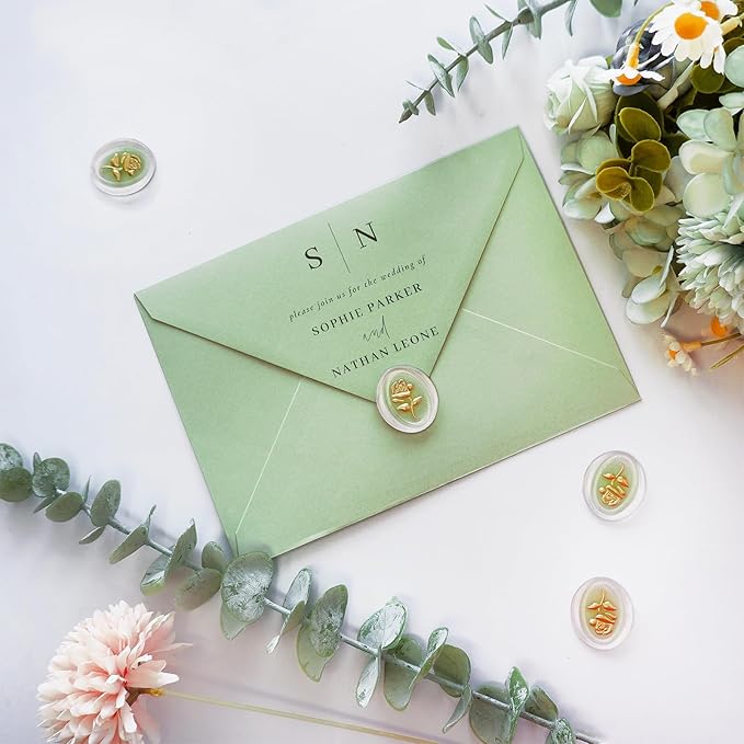 50 Pack 4x6 Envelopes Letter Size, Green A4 Envelopes Self Seal for Wedding Invitation, Envelope 4.3x6.3 for Greeting Cards, Photos, Baby Shower, Graduation, Thank You Cards, Announcements