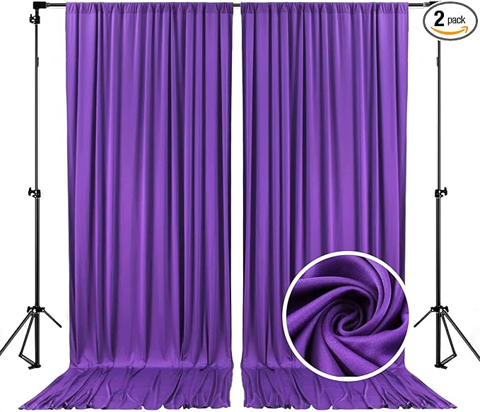 10 x 7 Feet Purple Backdrop Curtain for Partie, Background Curtains for Photoshoot, Birthday, Wedding, Halloween, Thanksgiving, Christmas, New Year Party Decorations 5Ft x 7Ft, 2 Panels