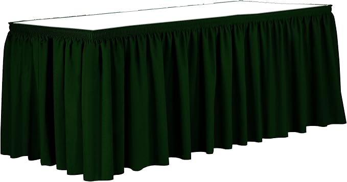 Ultimate Textile Pleat Polyester Fabric Table Skirt - Machine Washable Flame Resistant with Clips for Events, Weddings & Trade Shows, Cut & Sewn in Paterson, NJ - Hunter, 7' Shirred Pleat