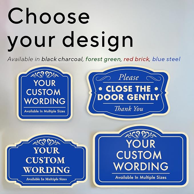 Custom Decorative Outdoor Metal Signs - Aluminum, Personalized Driveway Signs, Waterproof Made in USA, Blue Steel 18x18 Inch
