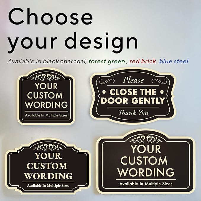 Custom Decorative Outdoor Metal Sign - Personalized Aluminum Driveway Sign, Waterproof, Made In USA - Design 3 Black Charcoal 24x18 In